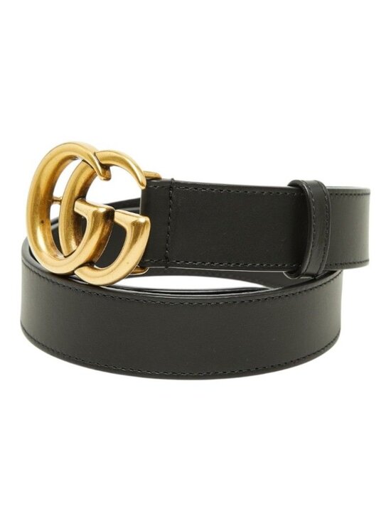 Gucci GG Marmont Emblem Wide Buckle Belt Black Leather main image 6